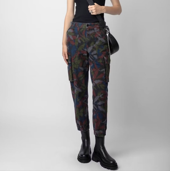 Zadig & Voltaire Pilote Canvas Ikat Pant Women's US XS Cargo Jogger Streetwear - Picture 1 of 15